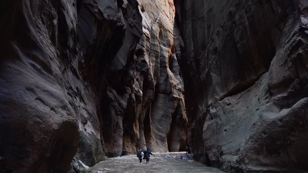 Hiking the Narrows of Zion National Park with an overnight permit